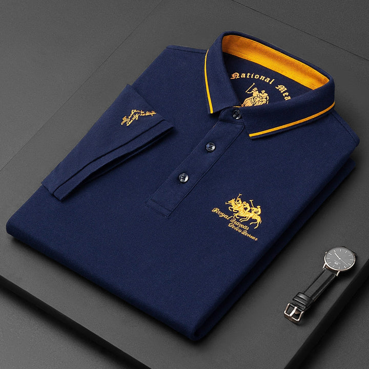 Polo homme élégant, manches courtes, coton.  Style décontracté chic.