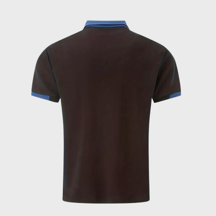 "Polo homme élégant noir, coupe classique, tissu doux. Style polyvalent, disponible en plusieurs couleurs raffinées."