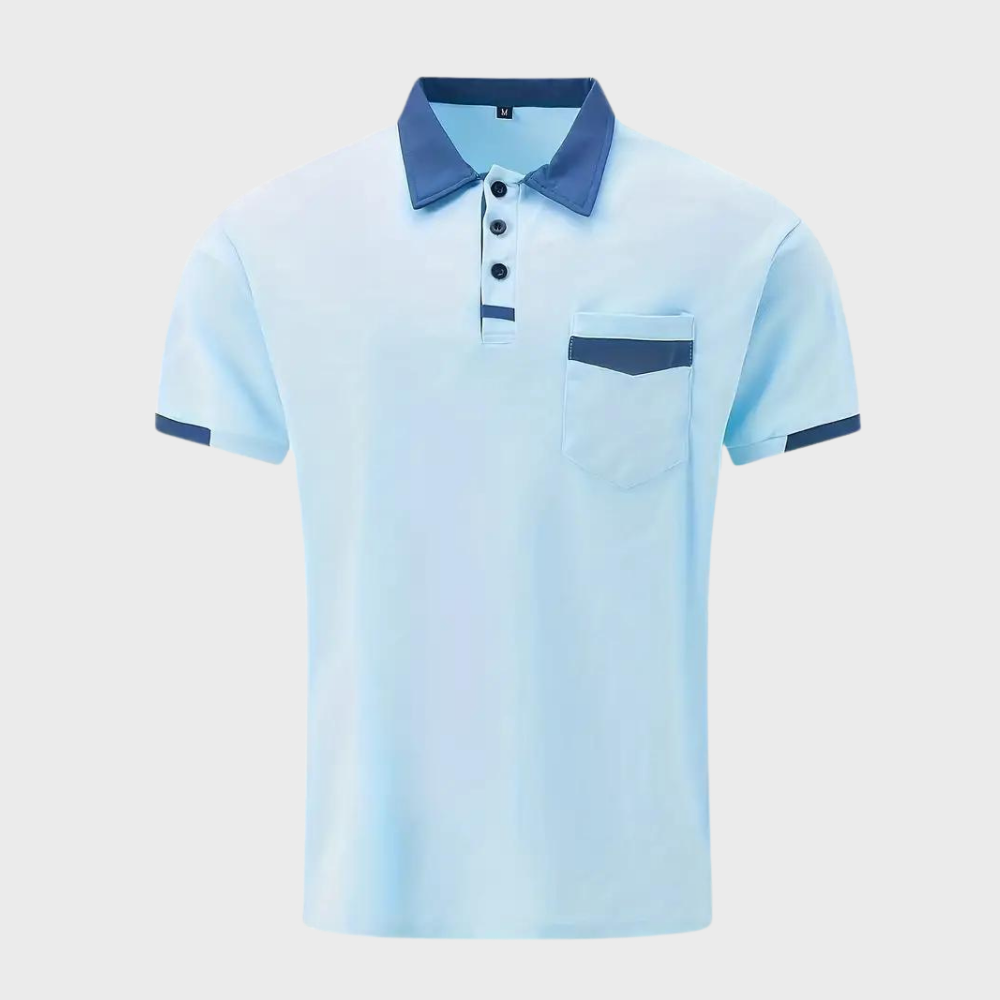 "Polo homme élégant noir, coupe classique, tissu doux. Style polyvalent, disponible en plusieurs couleurs raffinées."
