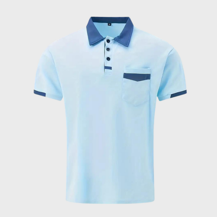 "Polo homme élégant noir, coupe classique, tissu doux. Style polyvalent, disponible en plusieurs couleurs raffinées."
