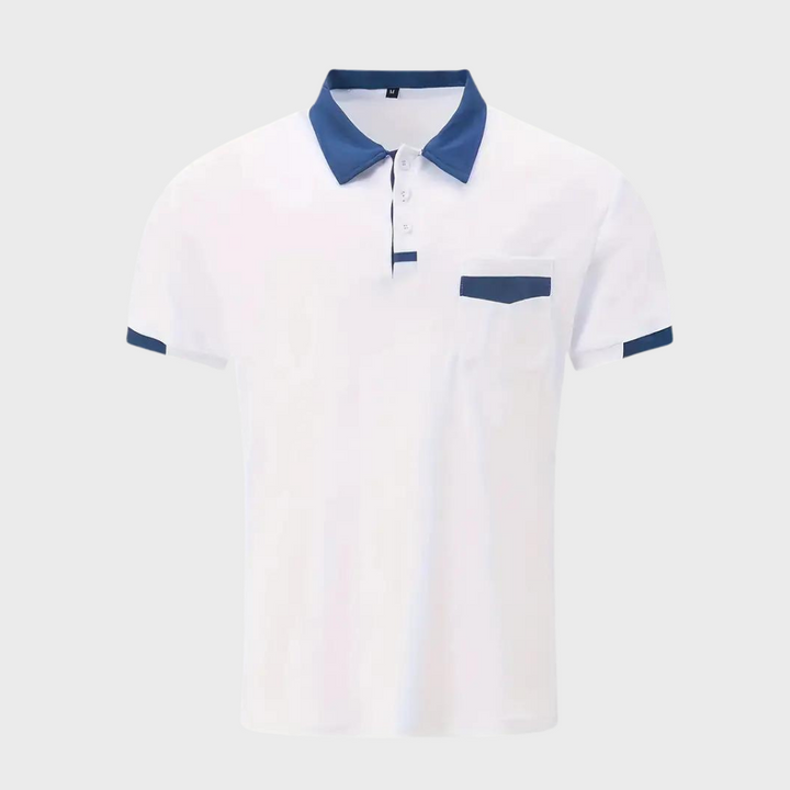 "Polo homme élégant noir, coupe classique, tissu doux. Style polyvalent, disponible en plusieurs couleurs raffinées."