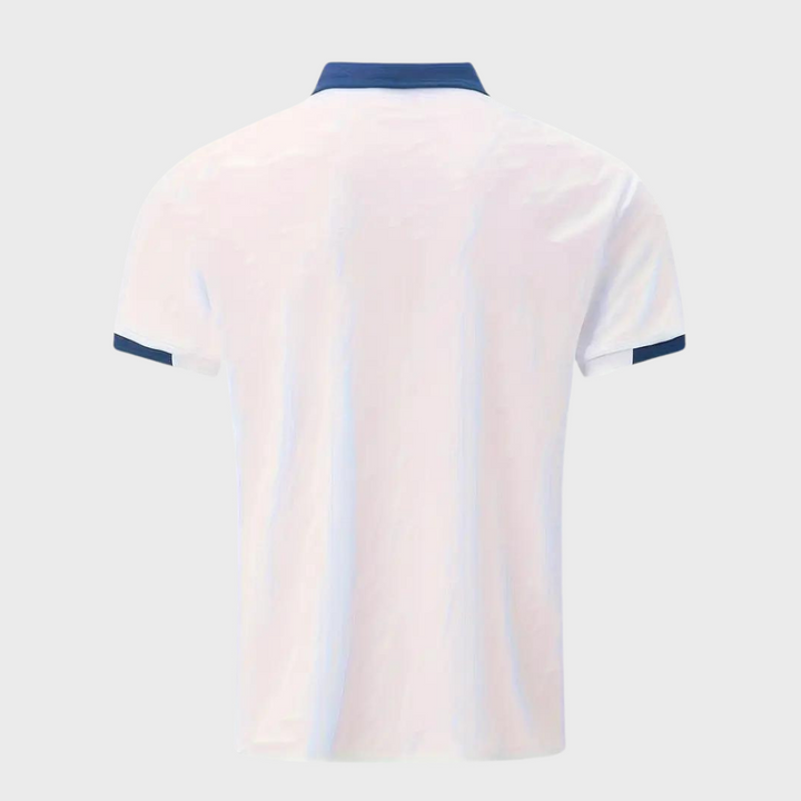 "Polo homme élégant noir, coupe classique, tissu doux. Style polyvalent, disponible en plusieurs couleurs raffinées."