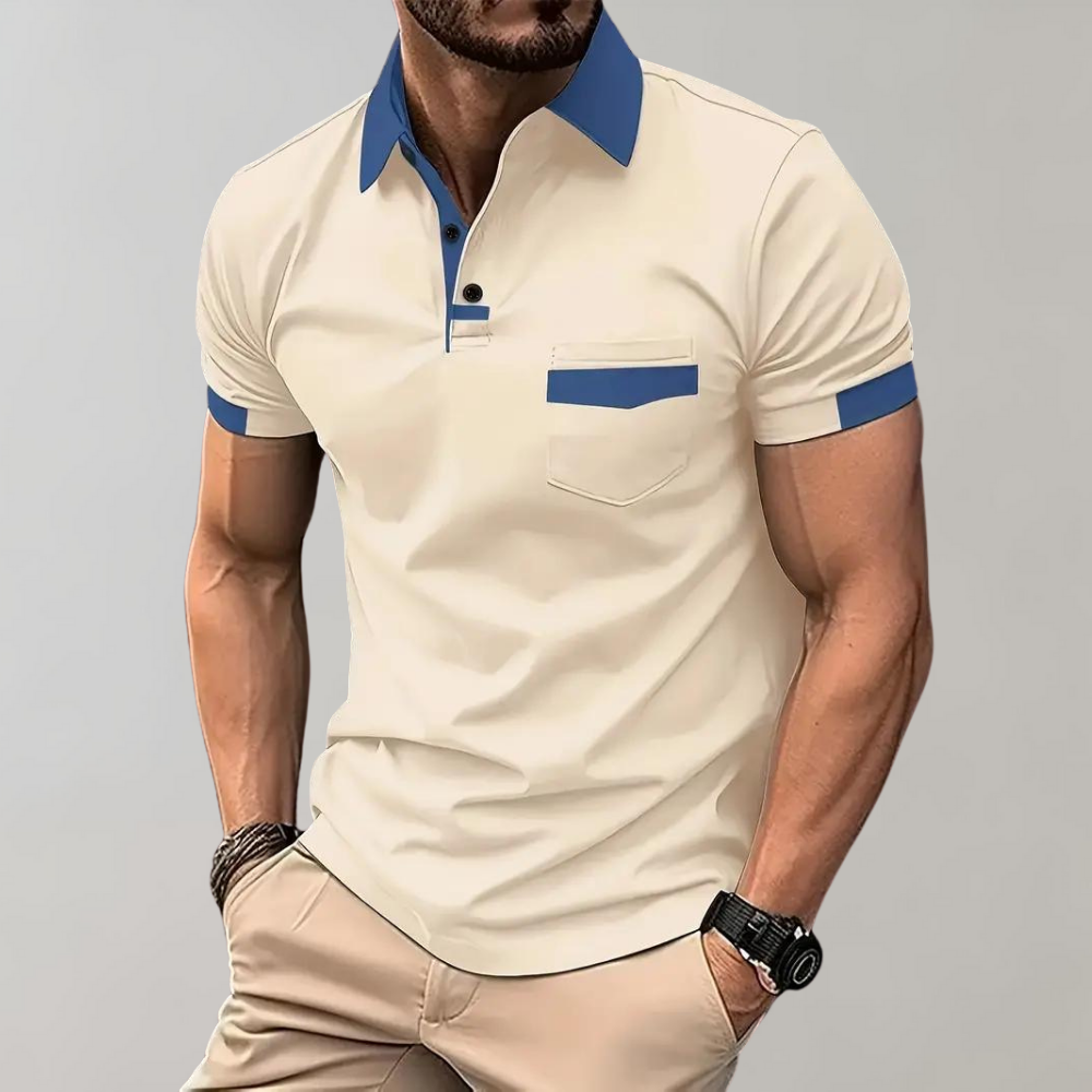 "Polo homme élégant noir, coupe classique, tissu doux. Style polyvalent, disponible en plusieurs couleurs raffinées."