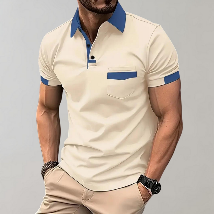 "Polo homme élégant noir, coupe classique, tissu doux. Style polyvalent, disponible en plusieurs couleurs raffinées."