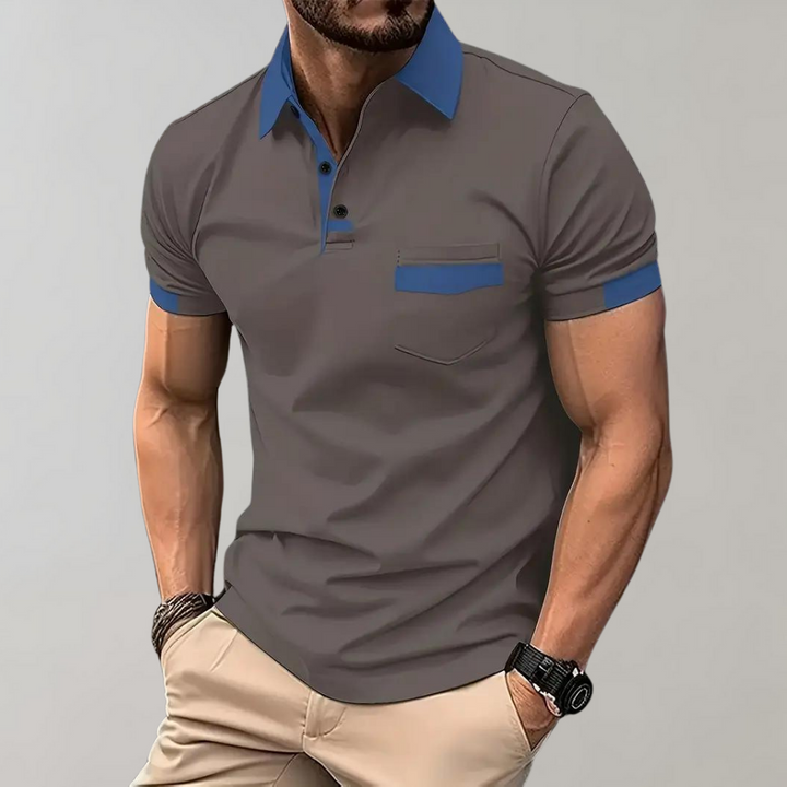 "Polo homme élégant noir, coupe classique, tissu doux. Style polyvalent, disponible en plusieurs couleurs raffinées."