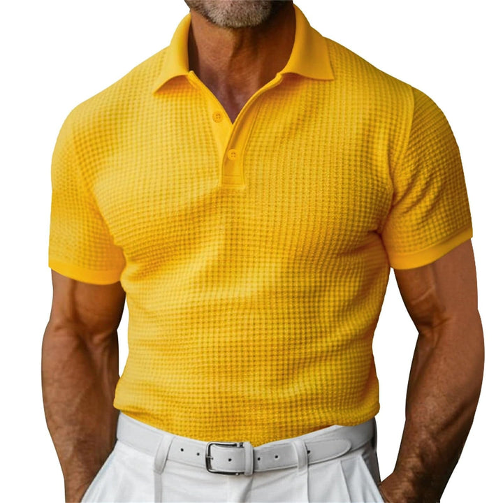 Polo homme élégant et polyvalent, avec motif gaufré. Idéal pour un look estival classique et stylé.