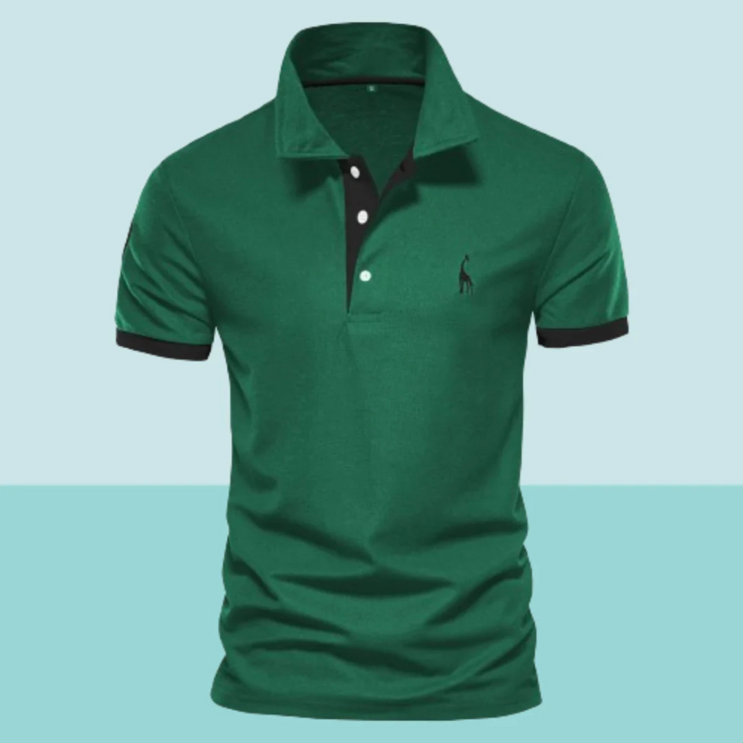 "Polo homme kaki vert élégant coupe classique, tissu respirant, détails fins, style intemporel idéal toutes occasions."
