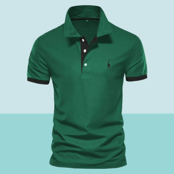 "Polo homme kaki vert élégant coupe classique, tissu respirant, détails fins, style intemporel idéal toutes occasions."