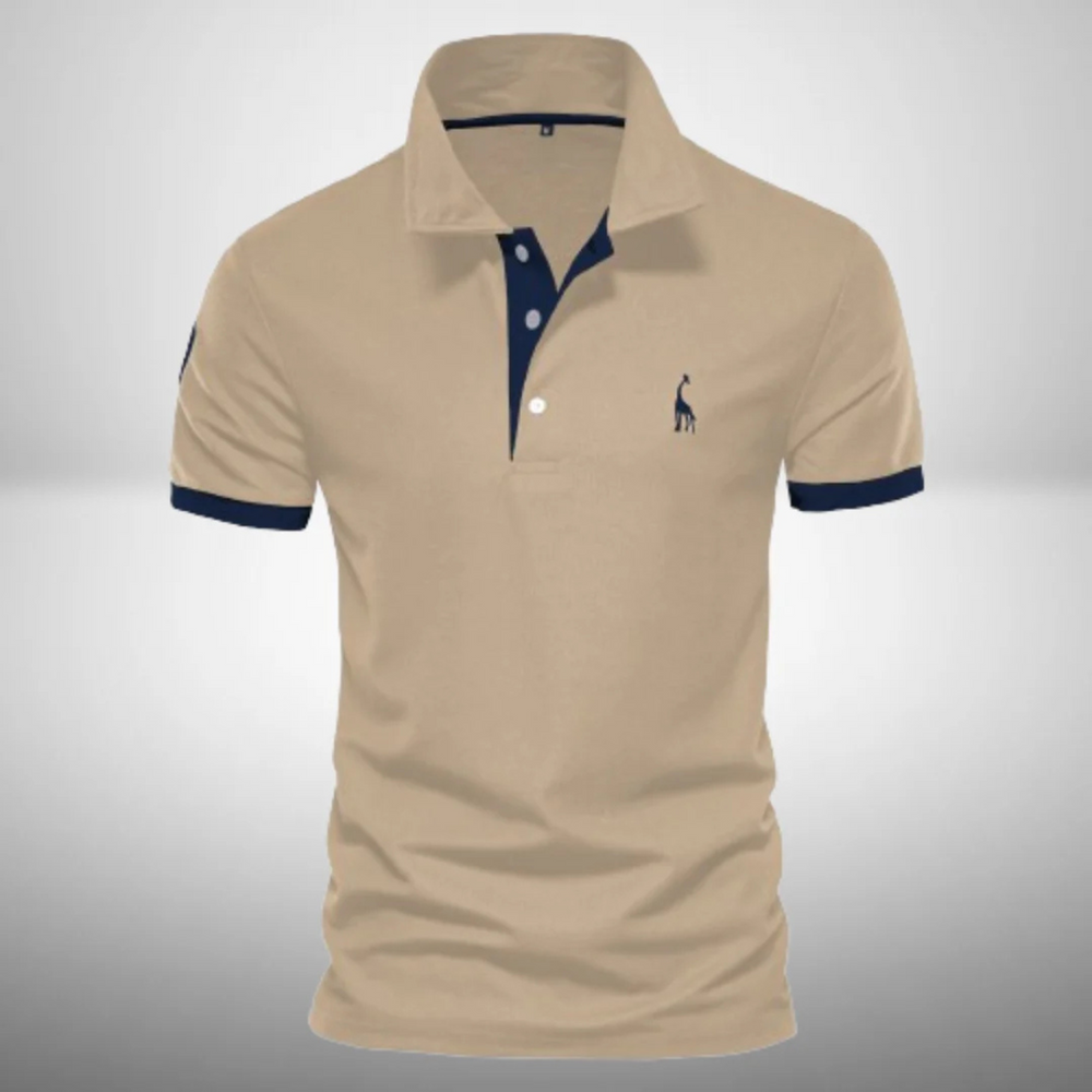 "Polo homme kaki vert élégant coupe classique, tissu respirant, détails fins, style intemporel idéal toutes occasions."