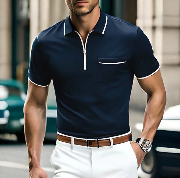 Polo casual homme zippé pour un confort optimal et un style décontracté moderne, parfait pour l'été.