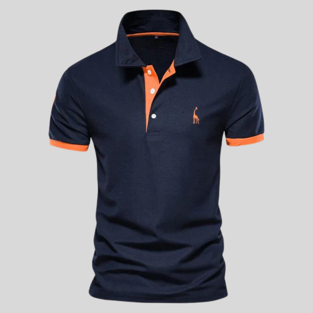 Polo homme élégant bleu marine, idéal pour un look décontracté chic au quotidien. Confortable et tendance.