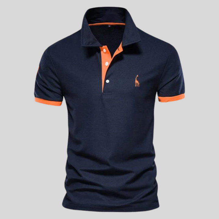 Polo homme élégant bleu marine, idéal pour un look décontracté chic au quotidien. Confortable et tendance.