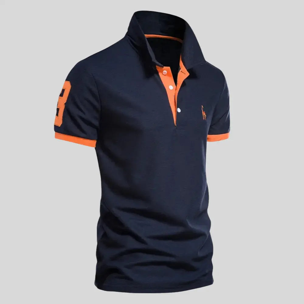 Haut polo homme noir classique, confortable pour le printemps et l'été. Parfait pour la tenue décontractée masculine.