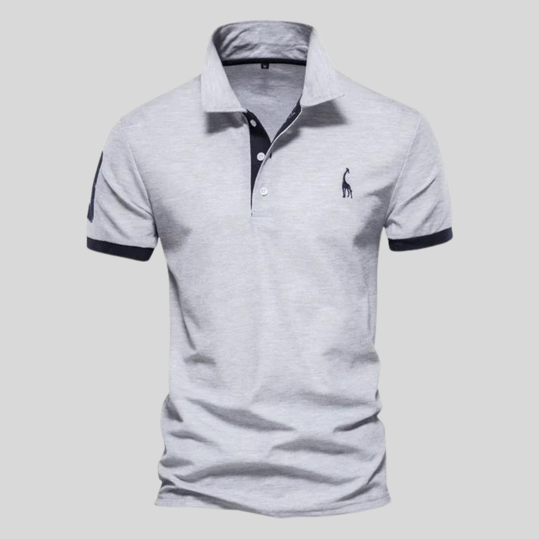 Mode masculine: Polo homme gris clair, parfait pour le printemps/été. Un haut confortable et élégant.