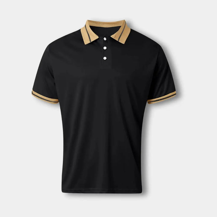 Polo homme de qualité supérieure, manches courtes, col contrasté. Parfait pour une tenue estivale polyvalente.
