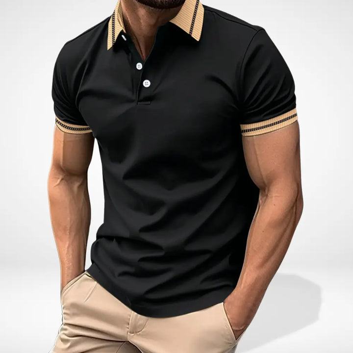 Polo homme élégant, col contrasté. Confort et style pour la mode masculine estivale et les occasions décontractées.
