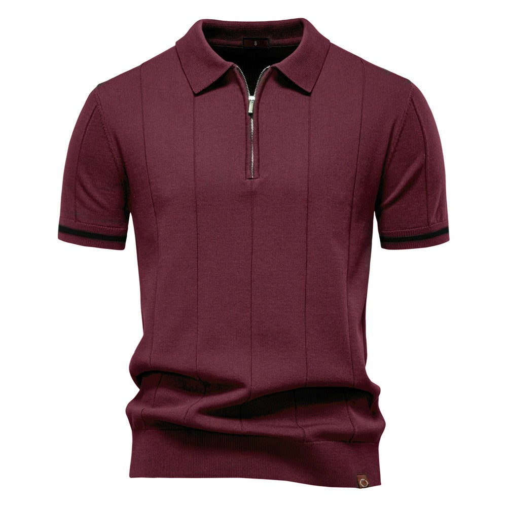 Polo homme confortable à manches courtes, col zippé. Style polyvalent pour l'été, look casual chic garanti.