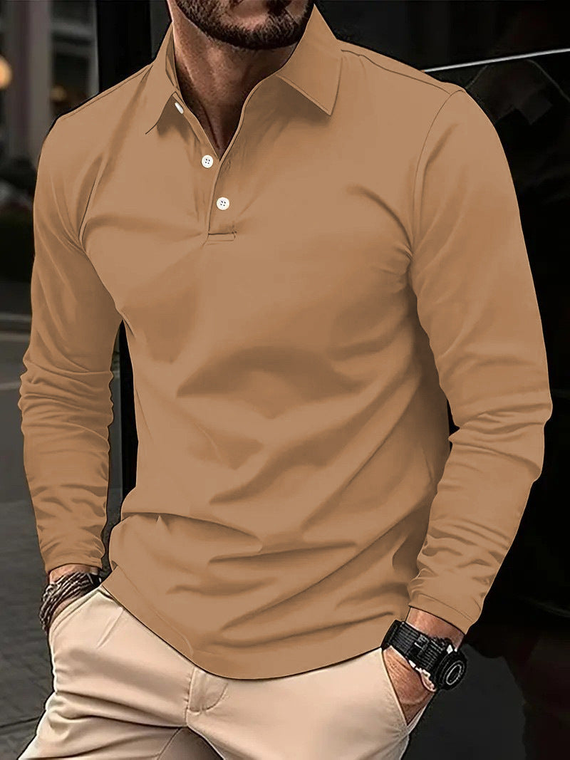 Polo homme manches longues, coupe ajustée, tissu respirant.  Elégant et confortable.