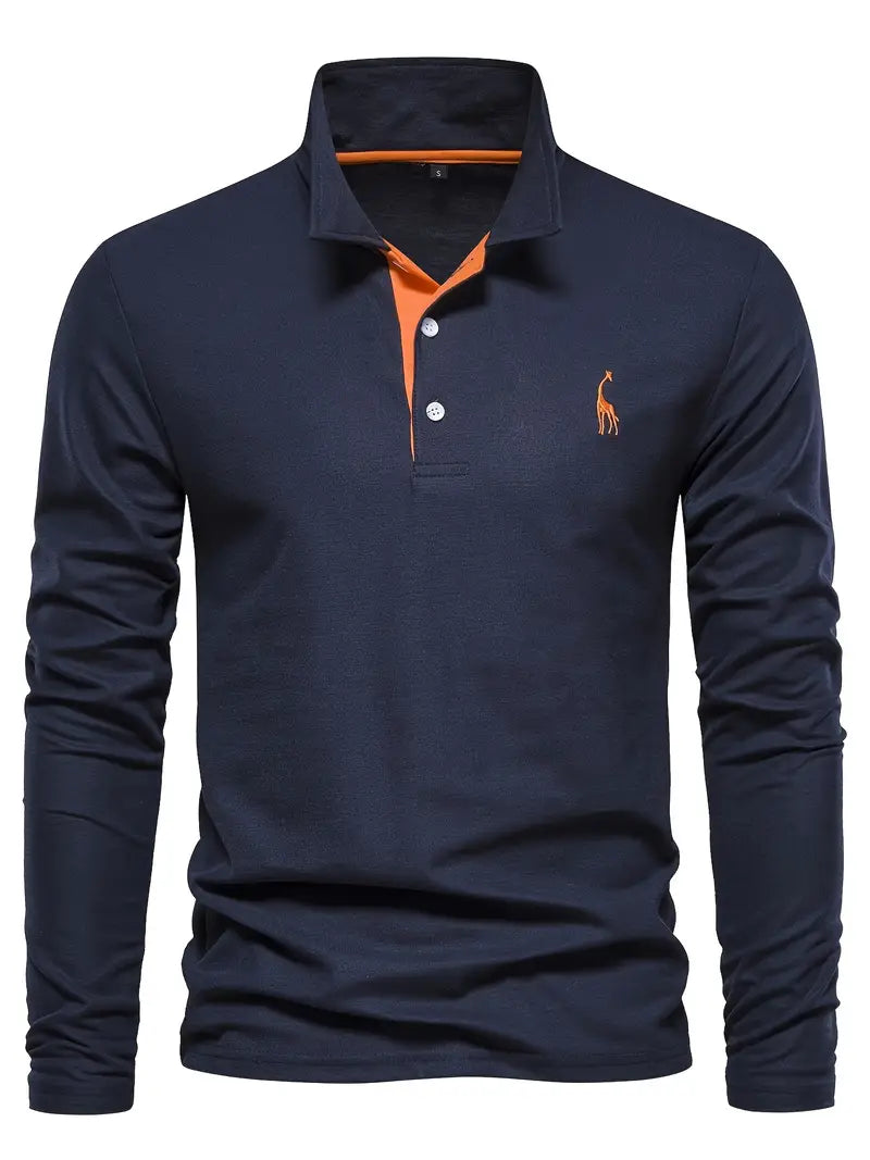 Polo homme manches longues, coupe classique.  Tissu doux, confort optimal. Style élégant et polyvalent.