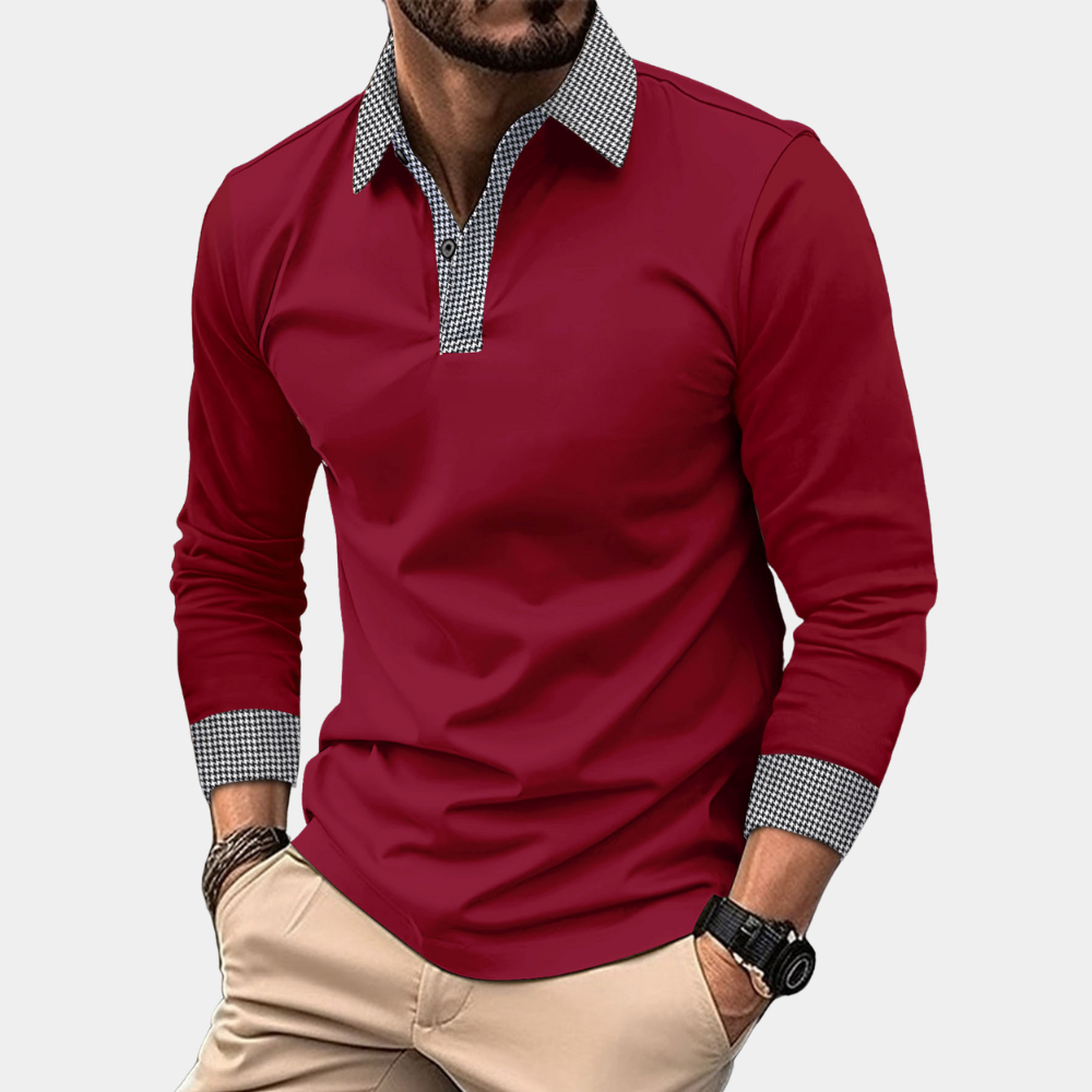 Polo homme manches longues, coupe décontractée.  Polyester respirant, confort optimal.