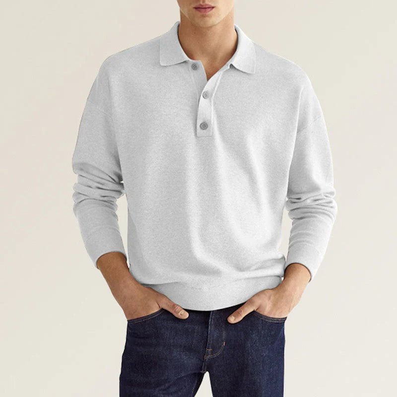 Polo homme manches longues, coupe élégante et confortable.  Tissu doux, idéal pour un style décontracté.