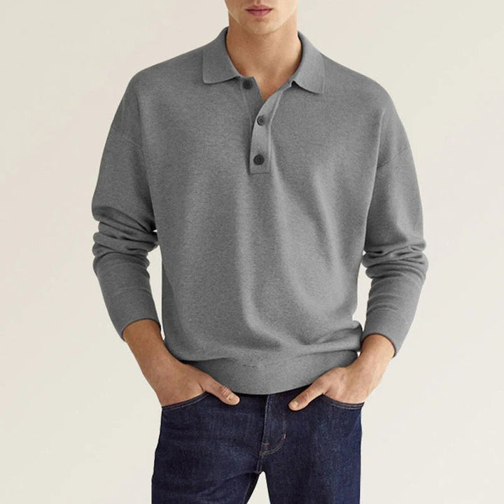 Polo homme manches longues, coupe élégante et confortable.  Tissu doux, idéal pour un style décontracté.