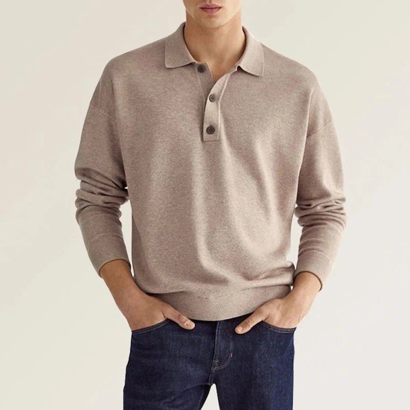 Polo homme manches longues, coupe élégante et confortable.  Tissu doux, idéal pour un style décontracté.