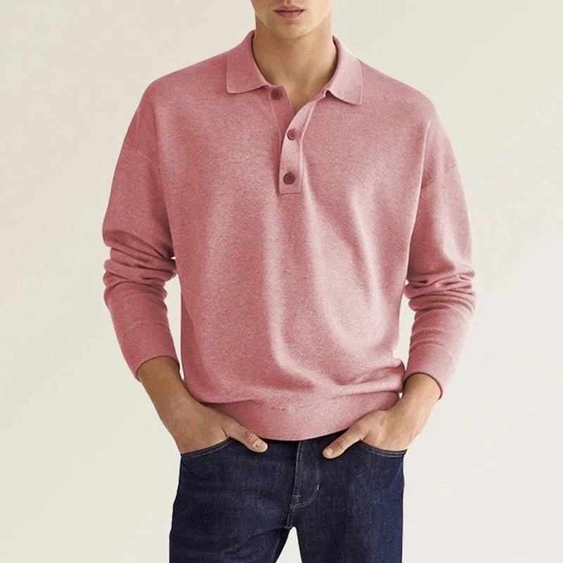 Polo homme manches longues, coupe élégante et confortable.  Tissu doux, idéal pour un style décontracté.