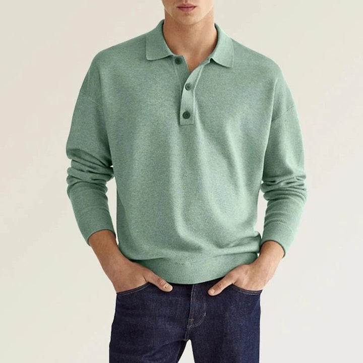 Polo homme manches longues, coupe élégante et confortable.  Tissu doux, idéal pour un style décontracté.