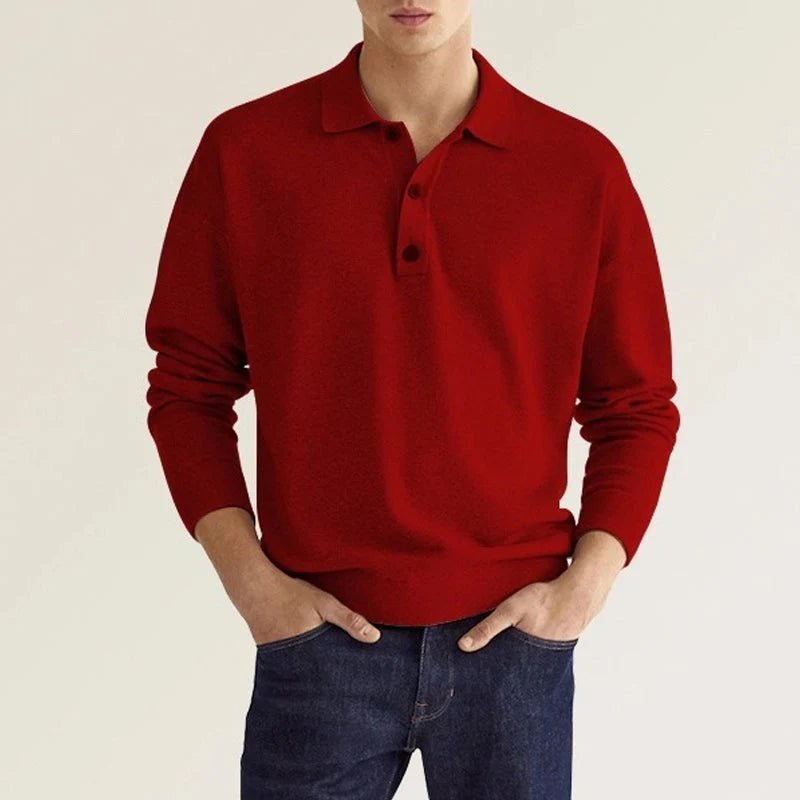 Polo homme manches longues, coupe élégante et confortable.  Tissu doux, idéal pour un style décontracté.
