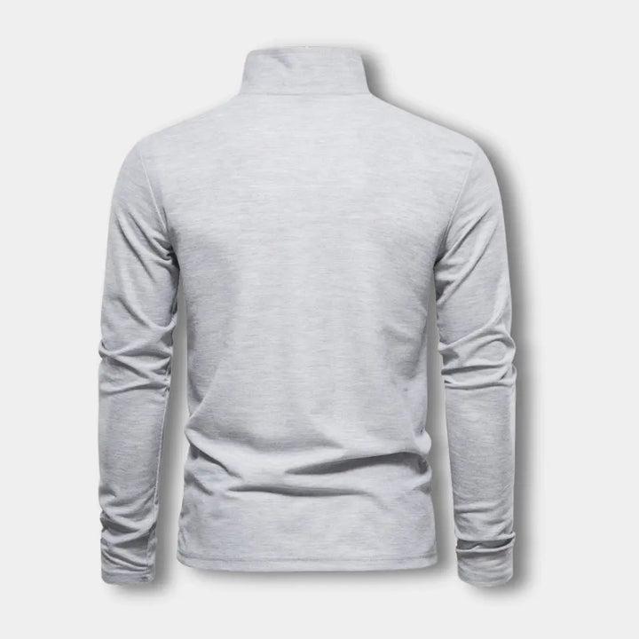 Polo casual chic à manches longues pour homme, col ouvert moderne, vêtement confortable et stylé.