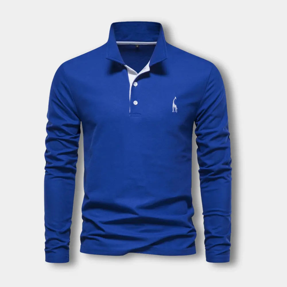 Chemise décontractée homme, polo manches longues, col ouvert, look élégant et moderne.