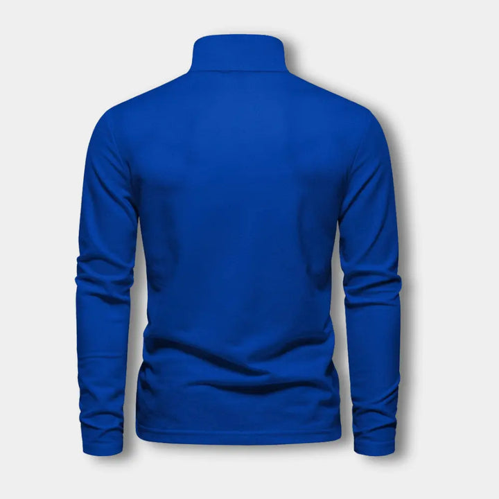 Polo à manches longues homme, col ouvert, idéal pour un style casual chic et confort au quotidien.
