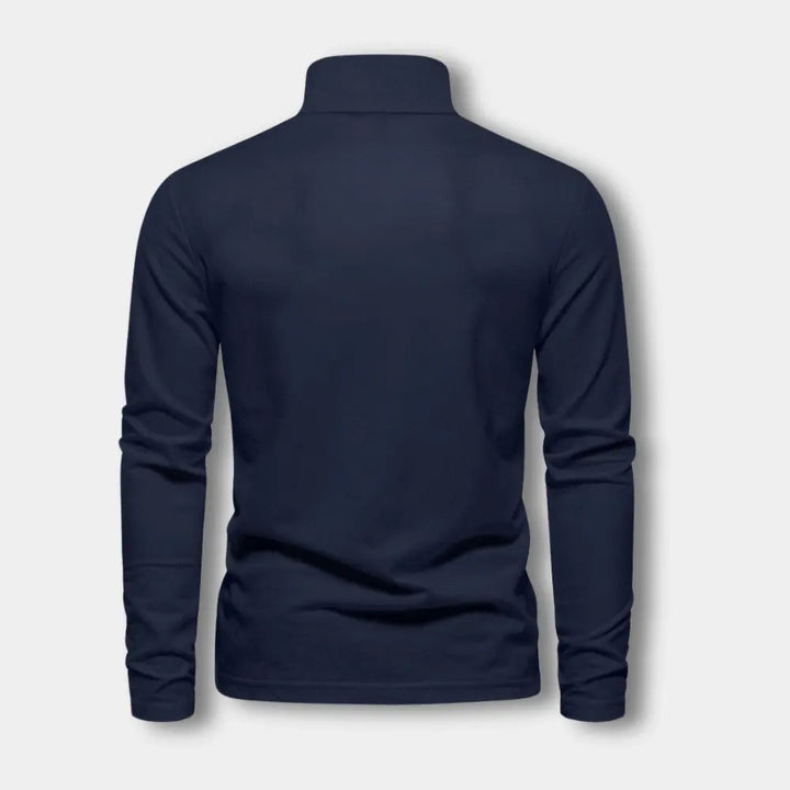 Polo col ouvert pour homme, manches longues, vêtement décontracté chic, parfait pour toute occasion.