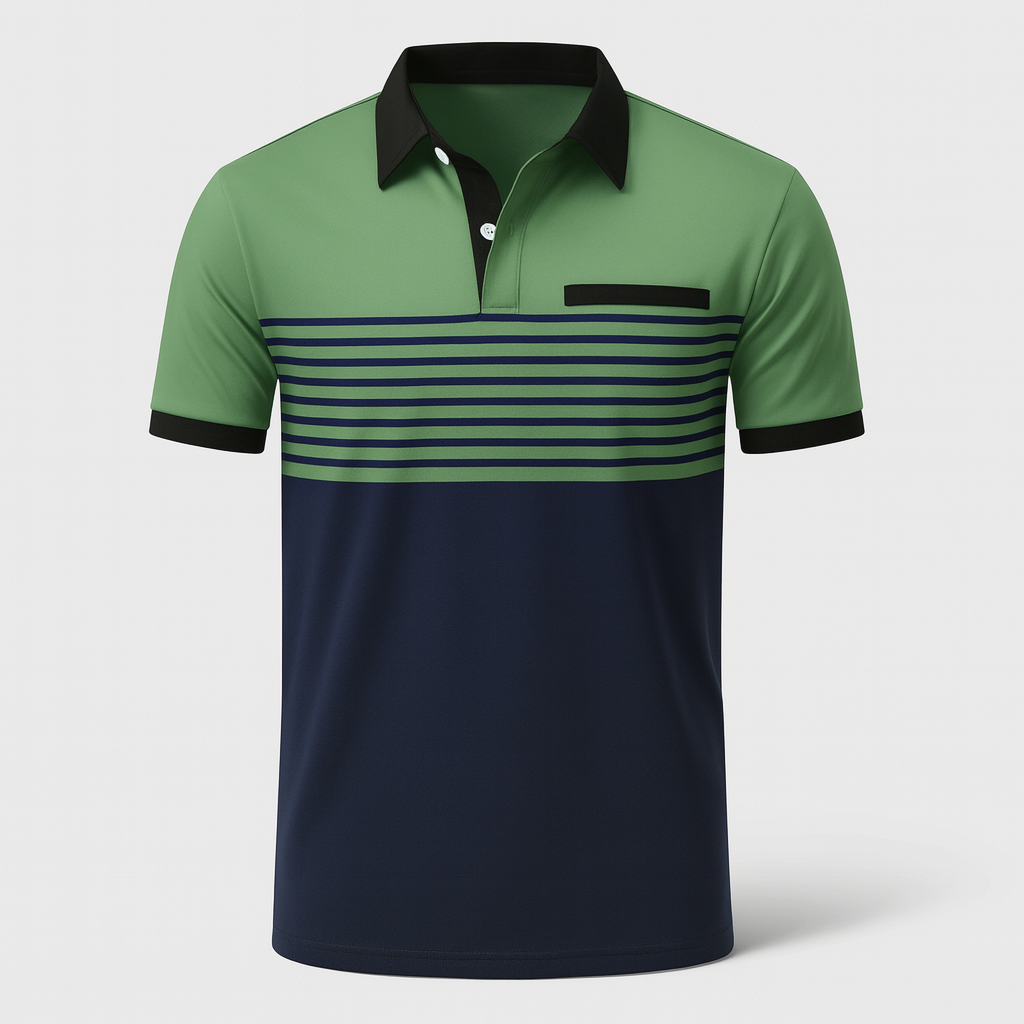 Polo décontracté homme à rayures, parfait pour le golf, l'été ou un style mode masculine relax.