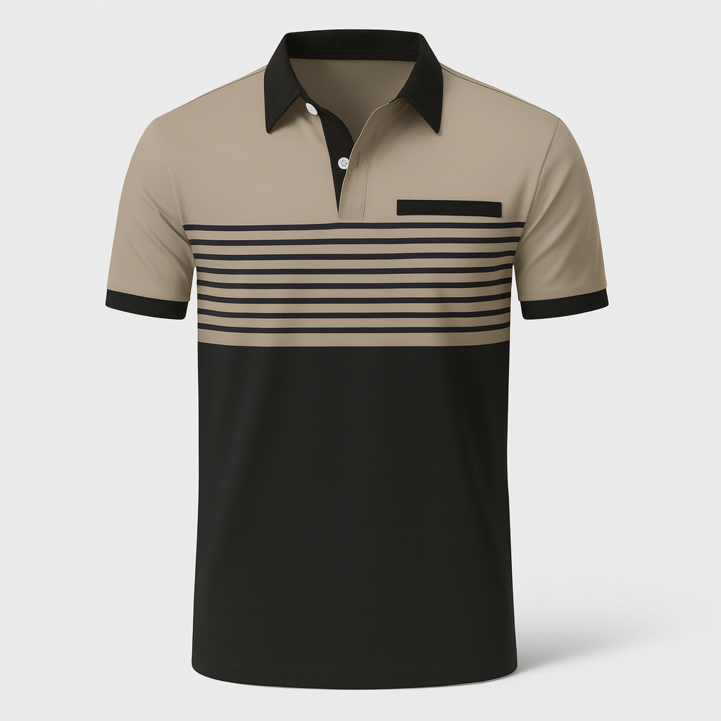 Polo rayé homme style marin, chic et respirant. Parfait pour un été élégant et décontracté.