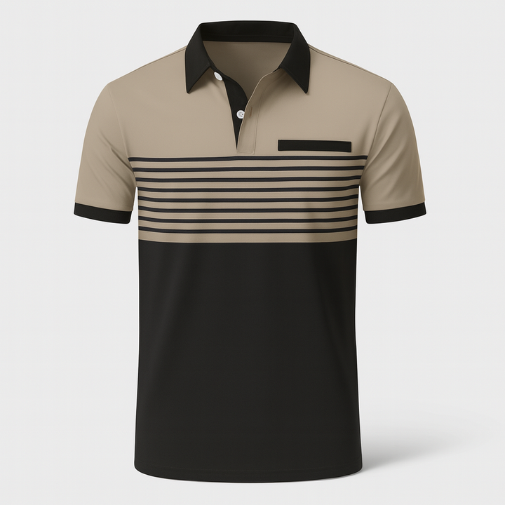 Polo rayé homme style marin, chic et respirant. Parfait pour un été élégant et décontracté.