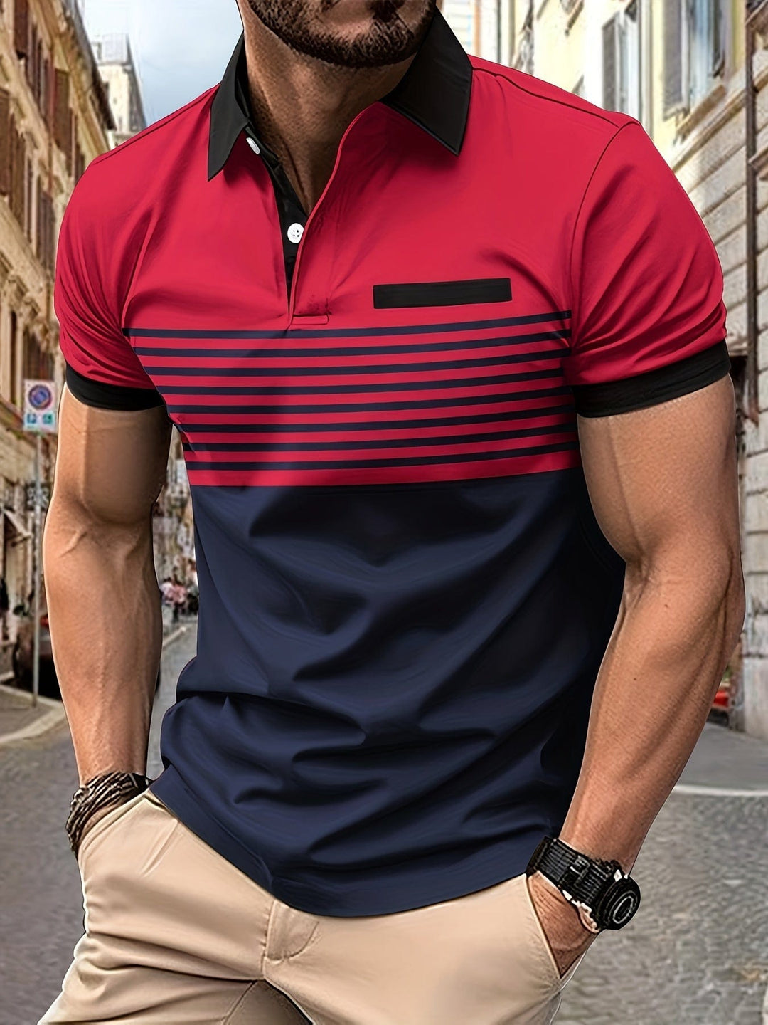 Polo homme rayé polyvalent, pour un style décontracté ou sportif. Confortable et tendance pour l'été.