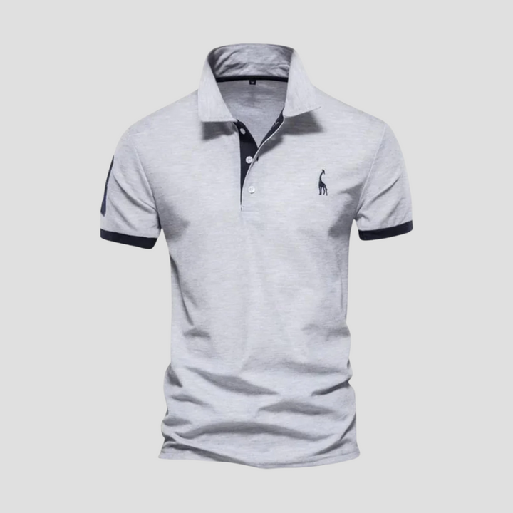 "Polo pour homme élégant en coton doux avec col classique, finitions bicolores et coupe droite ajustée, disponible en plusieu