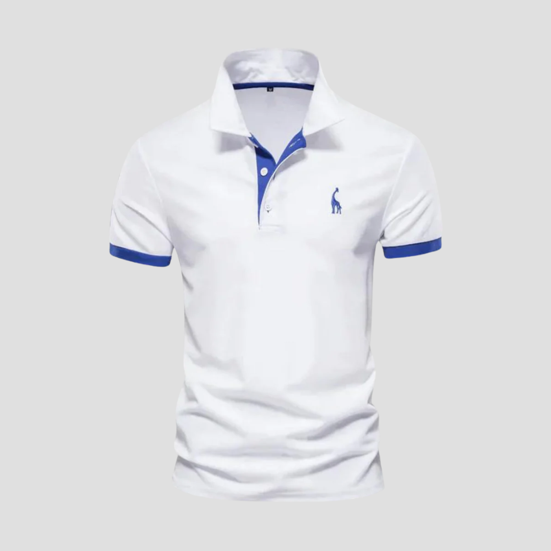 "Polo pour homme élégant en coton doux avec col classique, finitions bicolores et coupe droite ajustée, disponible en plusieu