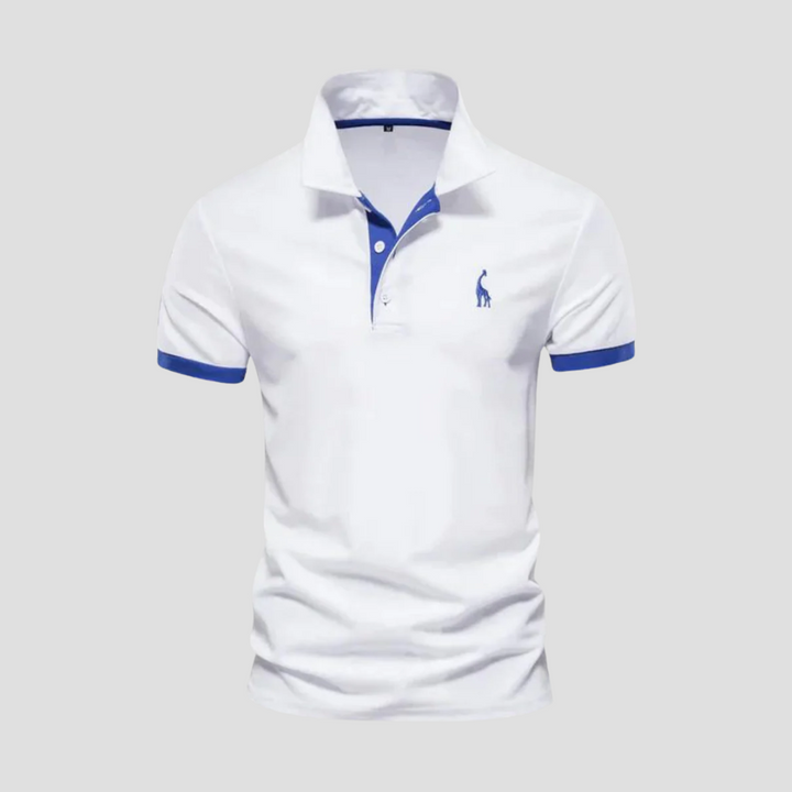 "Polo pour homme élégant en coton doux avec col classique, finitions bicolores et coupe droite ajustée, disponible en plusieu