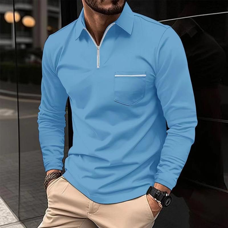 Polo homme à manches longues, chemise décontractée en tissu premium pour un confort quotidien et style soigné.