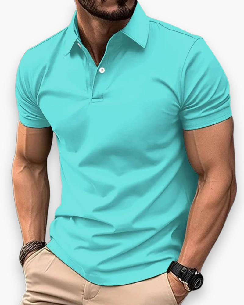 "Polo sportif classique homme bleu marine, coupe ajustée, élégant et polyvalent pour sport et sorties décontractées."