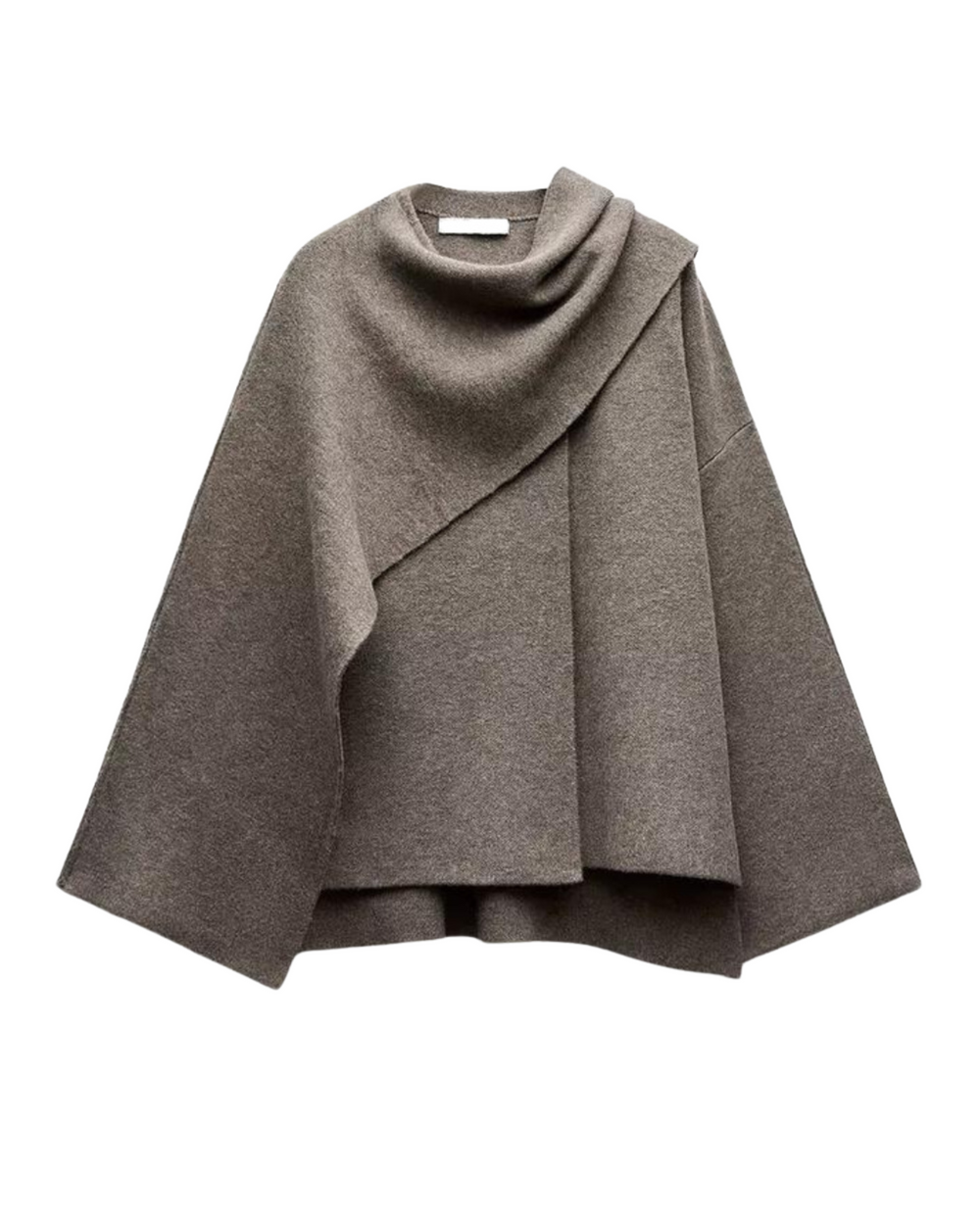 Poncho laine asymétrique, chaud et élégant.  Coupe fluide, idéal pour l'hiver.