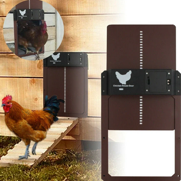 Porte automatique poulailler: ouverture/fermeture programmée. Sécurité optimale pour vos poules.  Installation facile.
