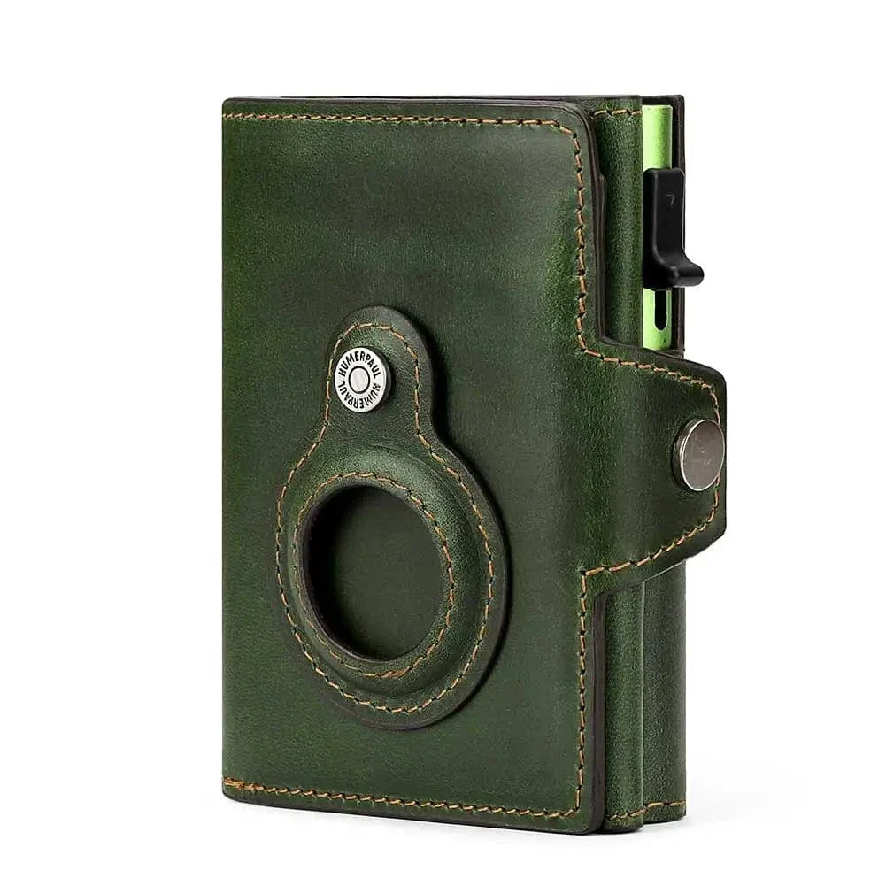 Porte-cartes homme en cuir marron avec AirTag, un cadeau élégant et pratique pour la sécurité RFID