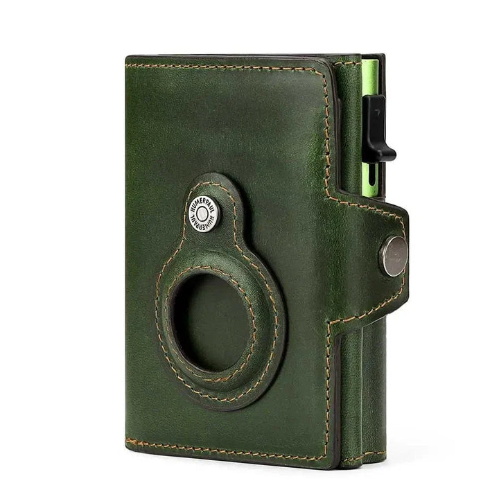 Porte-cartes homme en cuir marron avec AirTag, un cadeau élégant et pratique pour la sécurité RFID