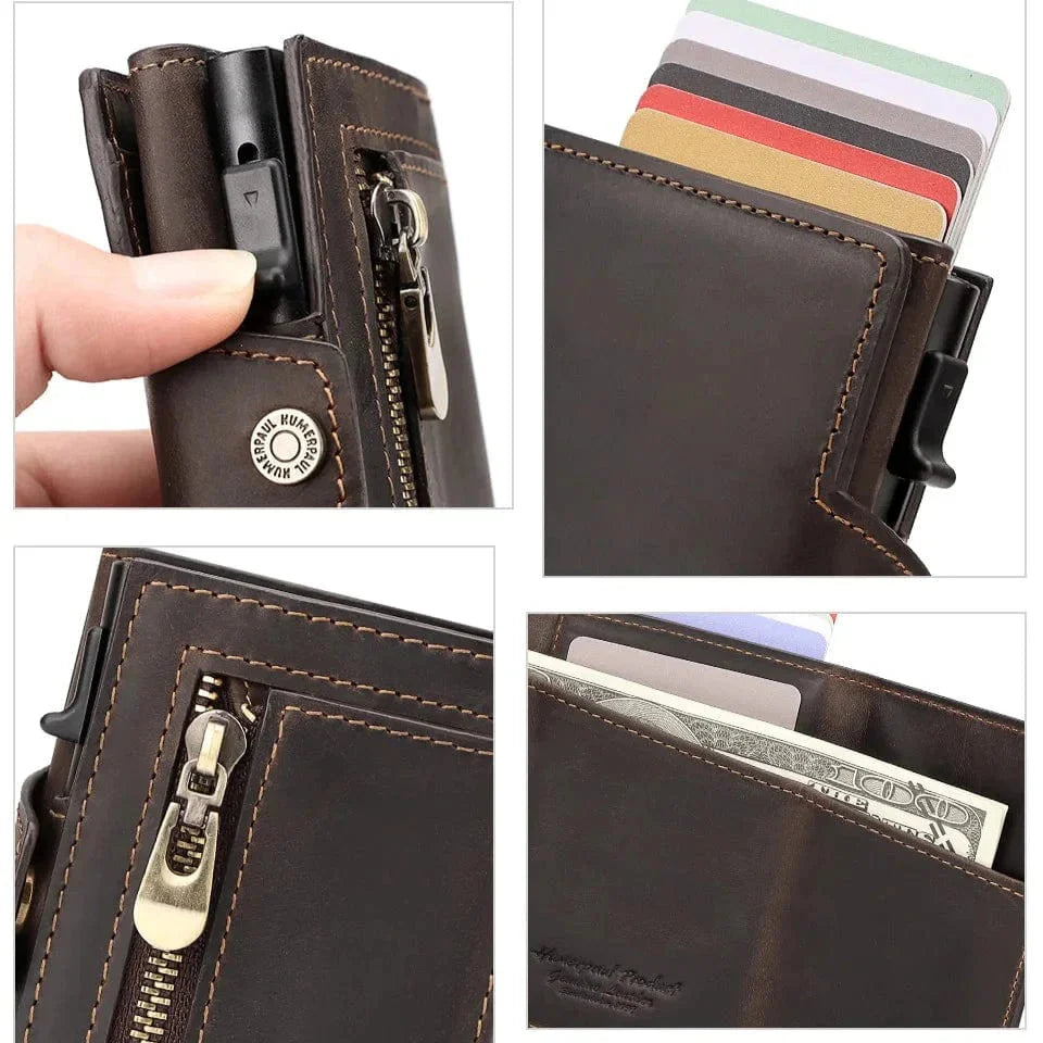 Accessoire homme moderne: porte-cartes cuir RFID avec AirTag, idéal pour le voyage et la sécurité