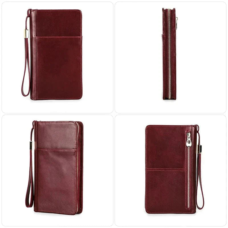 Etui passeport et porte-cartes en cuir veritable pour femme, accessoire voyage pratique