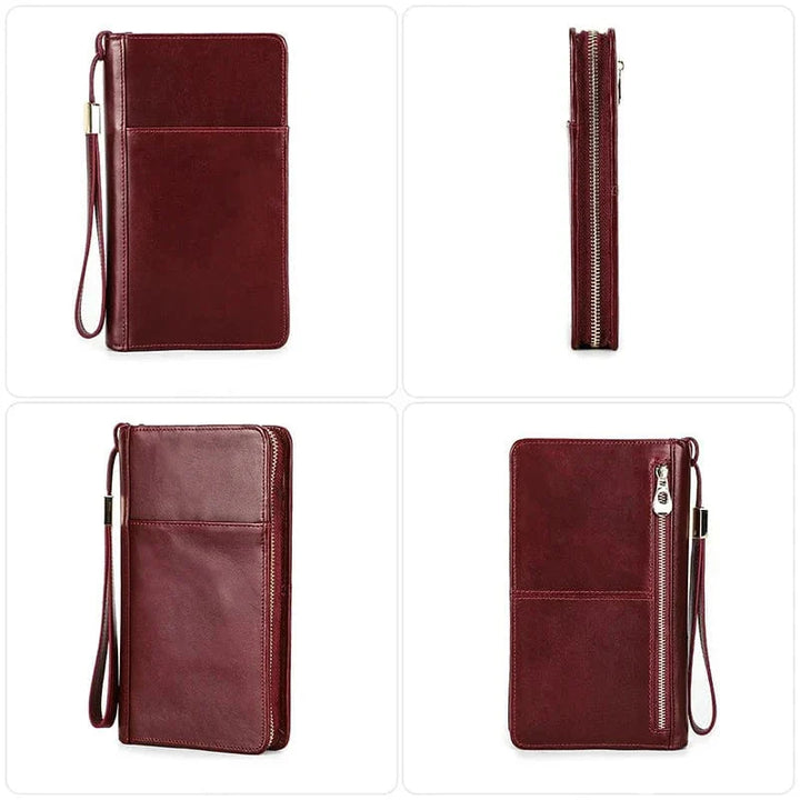 Etui passeport et porte-cartes en cuir veritable pour femme, accessoire voyage pratique